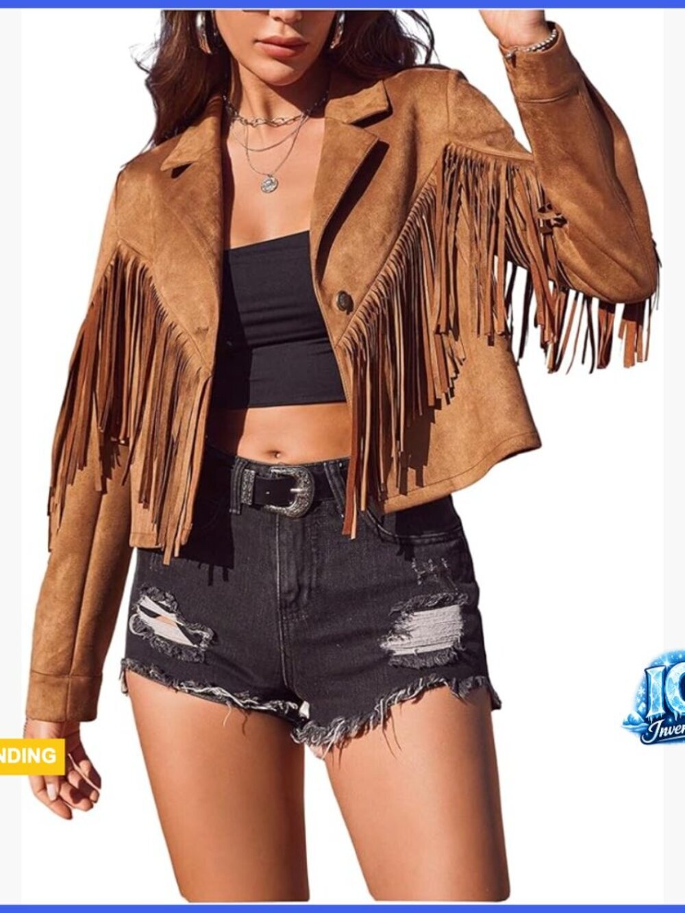 Faux Suede Fringe Open Front Long Sleeve Cardigan Jacket